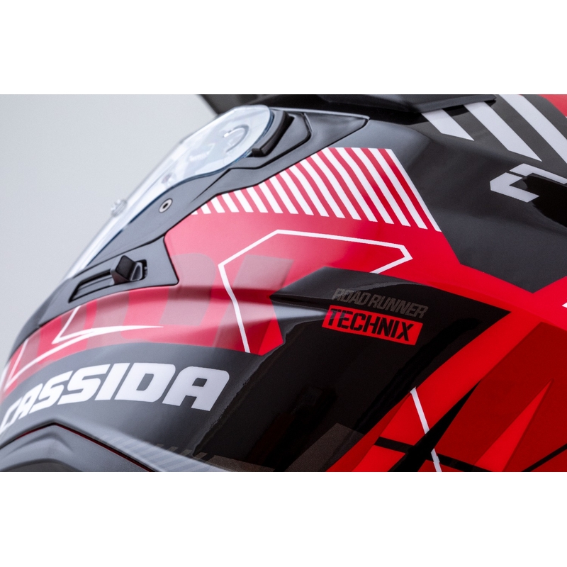Enduro čelada Cassida Road Runner TechniX rdeče-črno-belo-siva