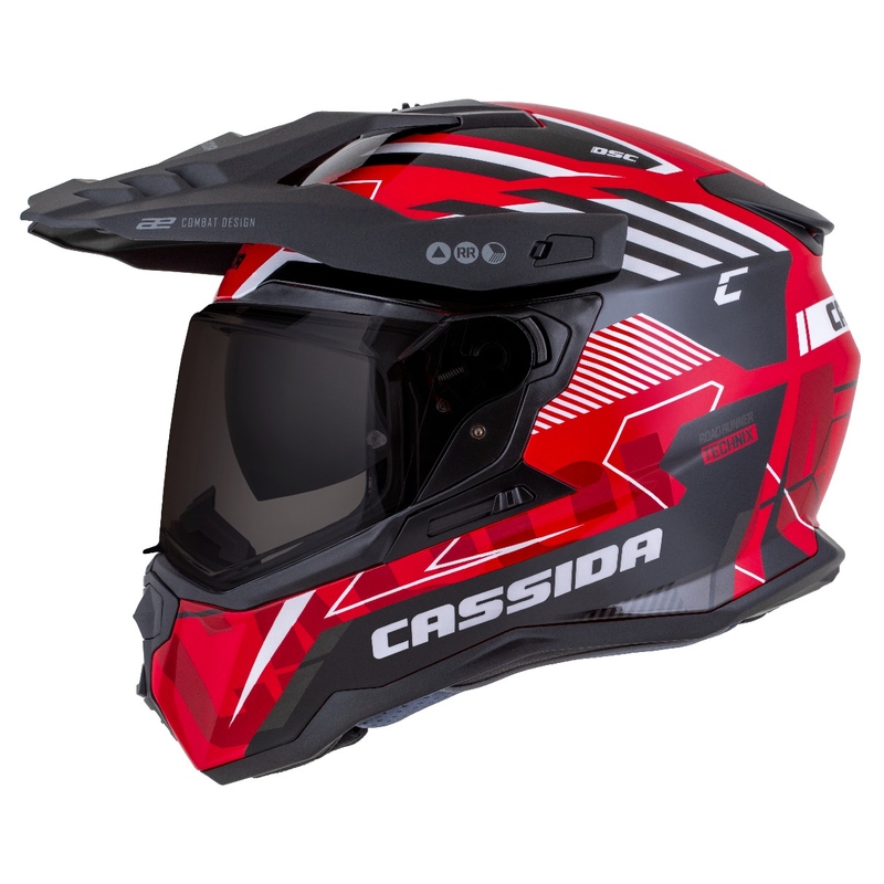 Enduro čelada Cassida Road Runner TechniX rdeče-črno-belo-siva