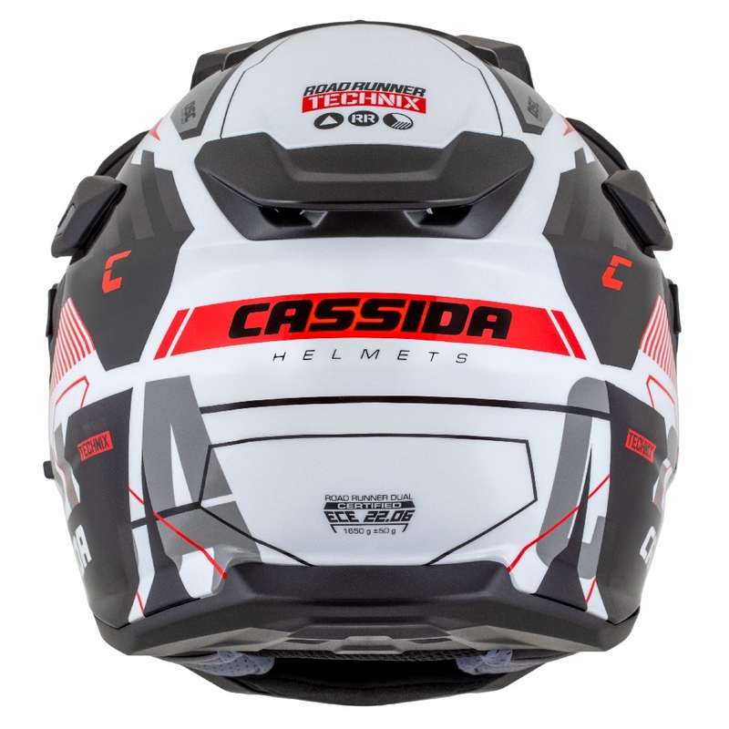 Enduro čelada Cassida Road Runner TechniX bela-črna-rdeča-siva