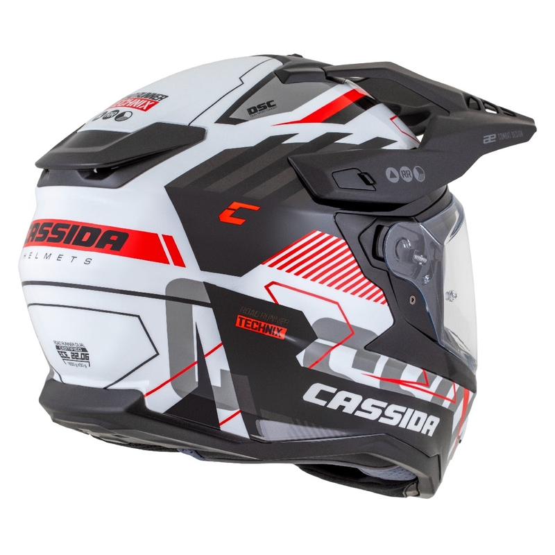 Enduro čelada Cassida Road Runner TechniX bela-črna-rdeča-siva