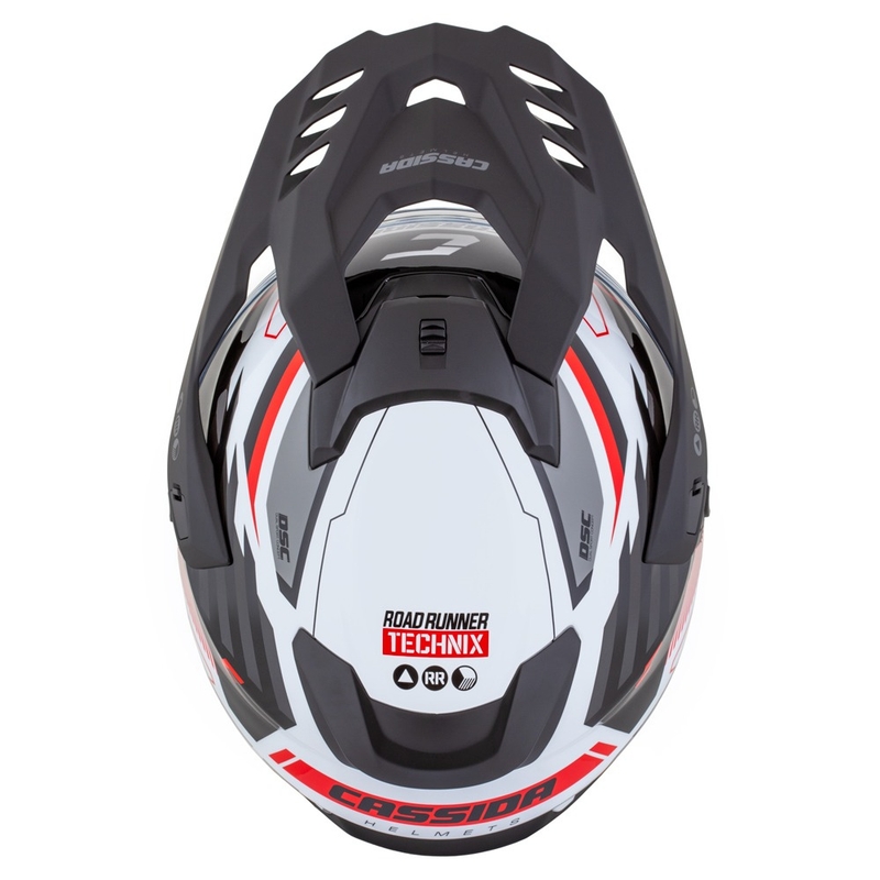 Enduro čelada Cassida Road Runner TechniX bela-črna-rdeča-siva