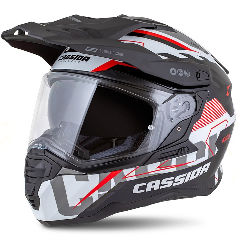 Enduro čelada Cassida Road Runner TechniX bela-črna-rdeča-siva