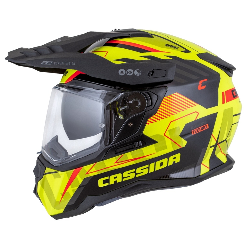 Enduro čelada Cassida Road Runner TechniX fluo rumeno-črno-oranžno-siva