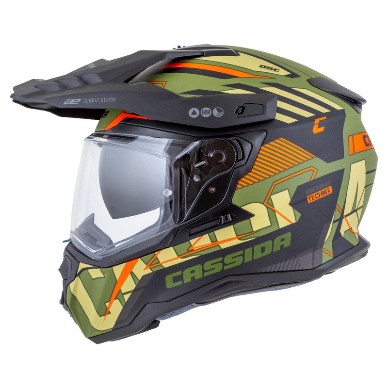 Enduro čelada Cassida Road Runner TechniX mat zelena-črna-oranžna-siva
