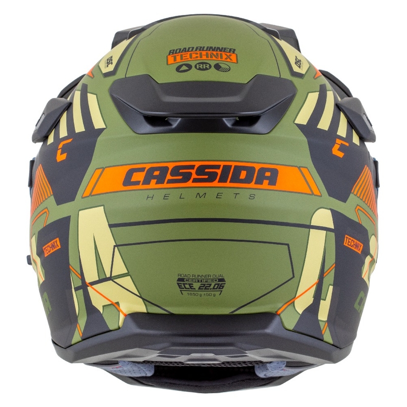 Enduro čelada Cassida Road Runner TechniX mat zelena-črna-oranžna-siva