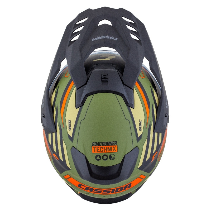 Enduro čelada Cassida Road Runner TechniX mat zelena-črna-oranžna-siva