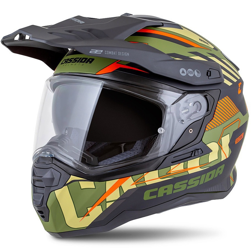 Enduro čelada Cassida Road Runner TechniX mat zelena-črna-oranžna-siva