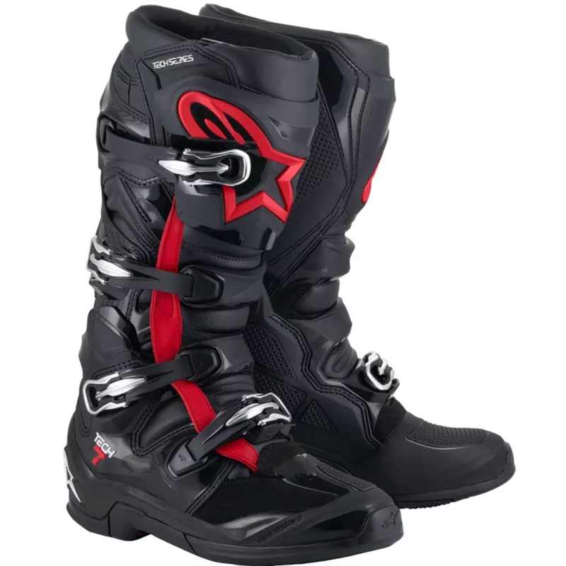 Motokros škornji Alpinestars TECH 7 črno-fluo rdeči