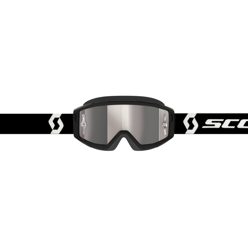 Motokros očala SCOTT Primal CH črno-bela s kromiranim srebrnim pleksi steklom