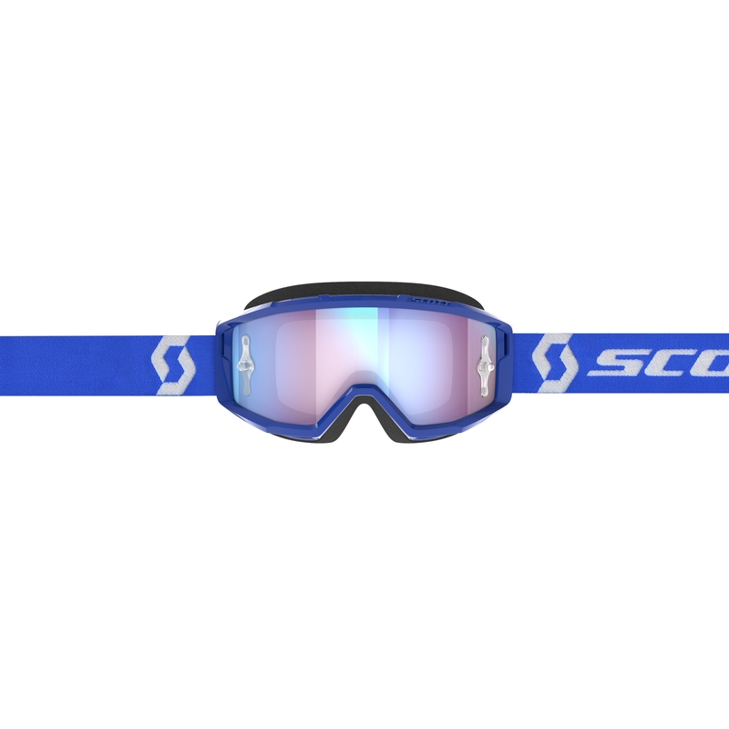 Motokros očala SCOTT Primal CH modro-bela s krom modrim pleksi steklom