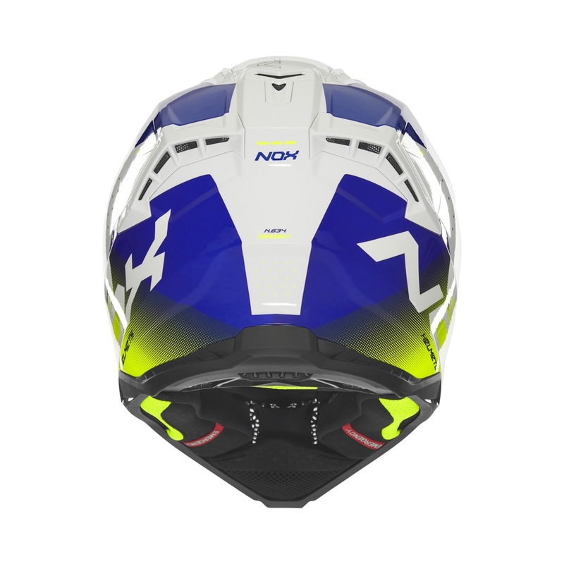 Motokros čelada NOX N634 belo-modra-fluo rumena