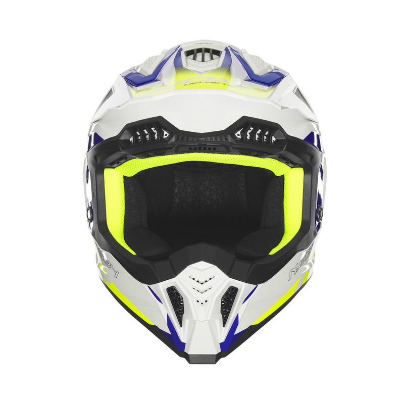 Motokros čelada NOX N634 belo-modra-fluo rumena