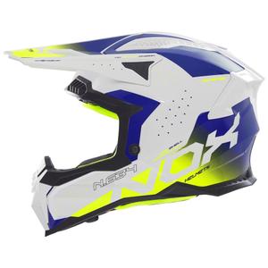 Motokros čelada NOX N634 belo-modra-fluo rumena