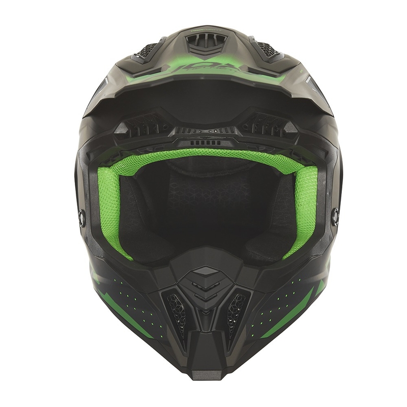 Motokros čelada NOX N634 mat črno-zelena