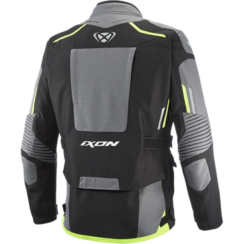 Motoristična jakna IXON Midgard črno-sivo-fluo rumena