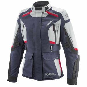 Ženska motoristična jakna IXON Midgard sivo-modro-črna