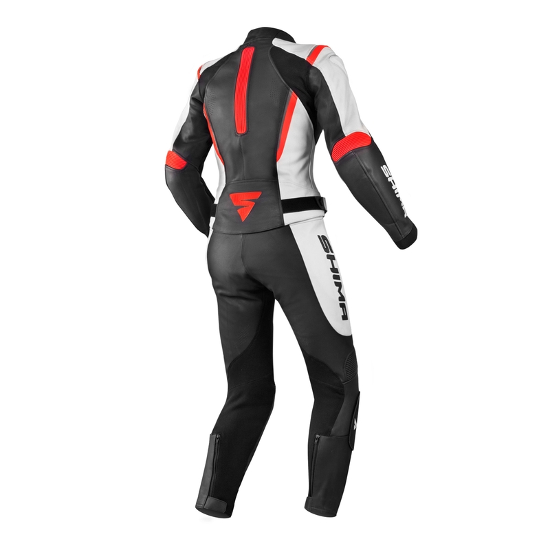 Ženska motoristična obleka Shima Miura Black-White-Fluo Red razprodaja