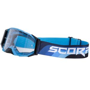 Motokros očala Scorpion E24 modro-črna s prozornim pleksi steklom