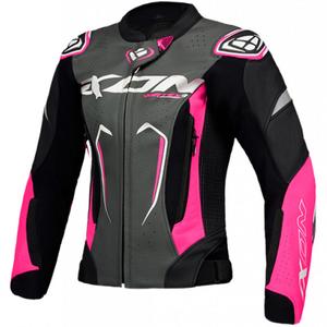 Ženska usnjena motoristična jakna IXON Vortex 3 črno-roza-bela