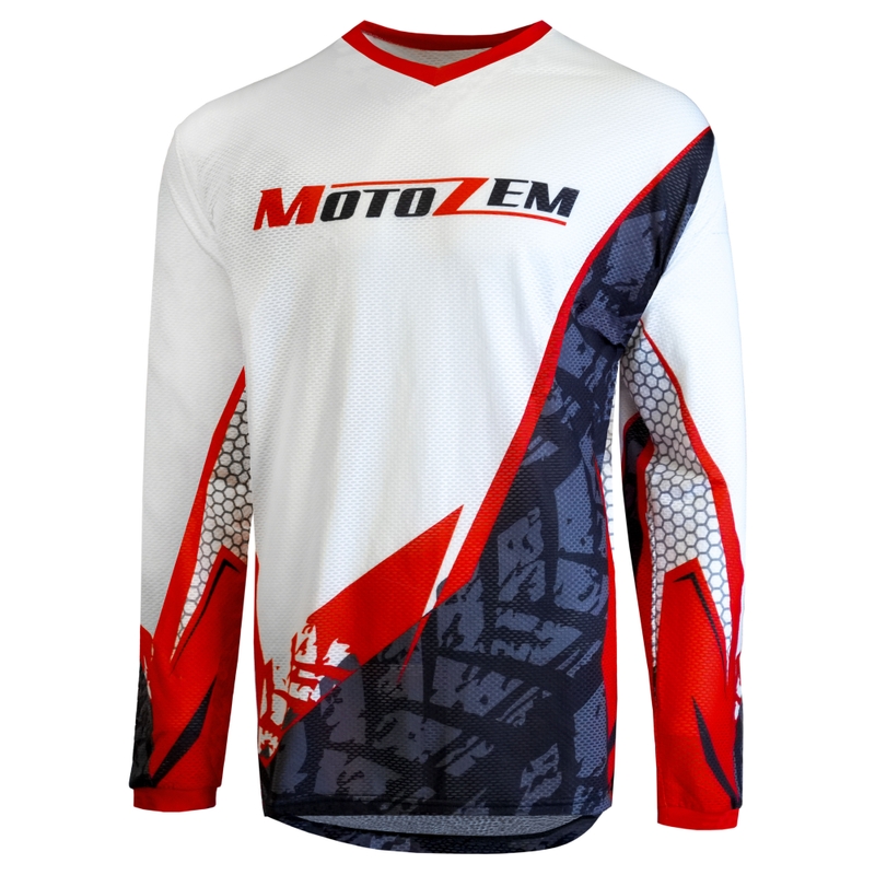 Motokros dres MotoZem Ground MX belo-črno-rdeč