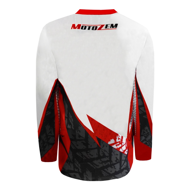 Motokros dres MotoZem Ground MX belo-črno-rdeč
