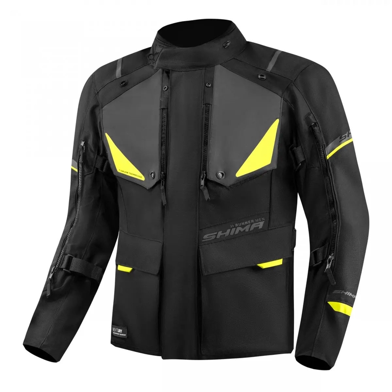 Motoristična jakna Shima Runner črno-fluo rumena