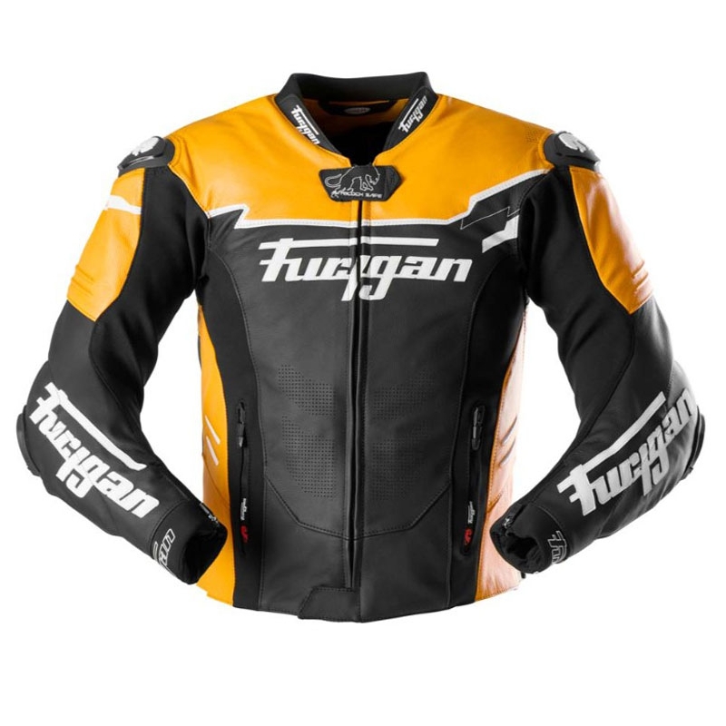 Furygan Signature 55 usnjena motoristična jakna črno-rumena