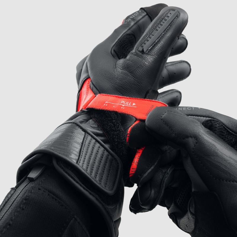 Motoristične rokavice Rebelhorn Viper črno-sivo-fluo rdeče