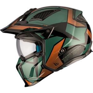 Odprta čelada z masko MT Streetfighter SV S P1R A9 črno-rjavo-zelena razprodaja
