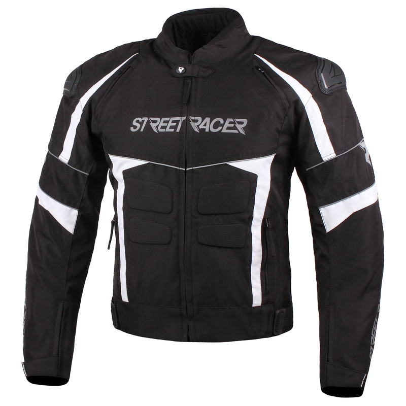 Street Racer Spark črno-bela motoristična jakna