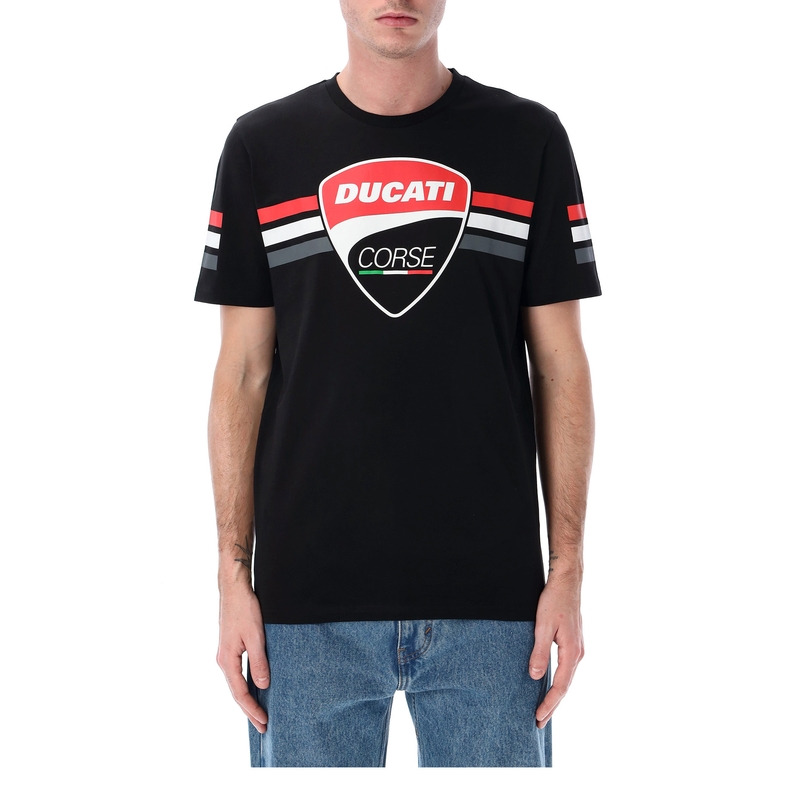 Črna majica z oznako Ducati Stripes Badge
