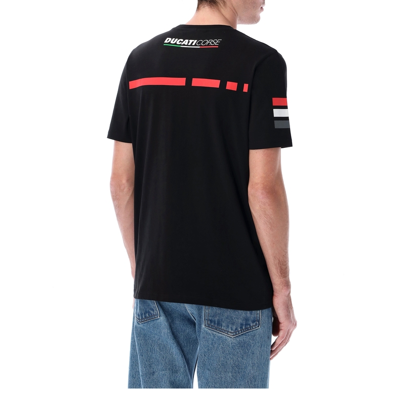 Črna majica z oznako Ducati Stripes Badge