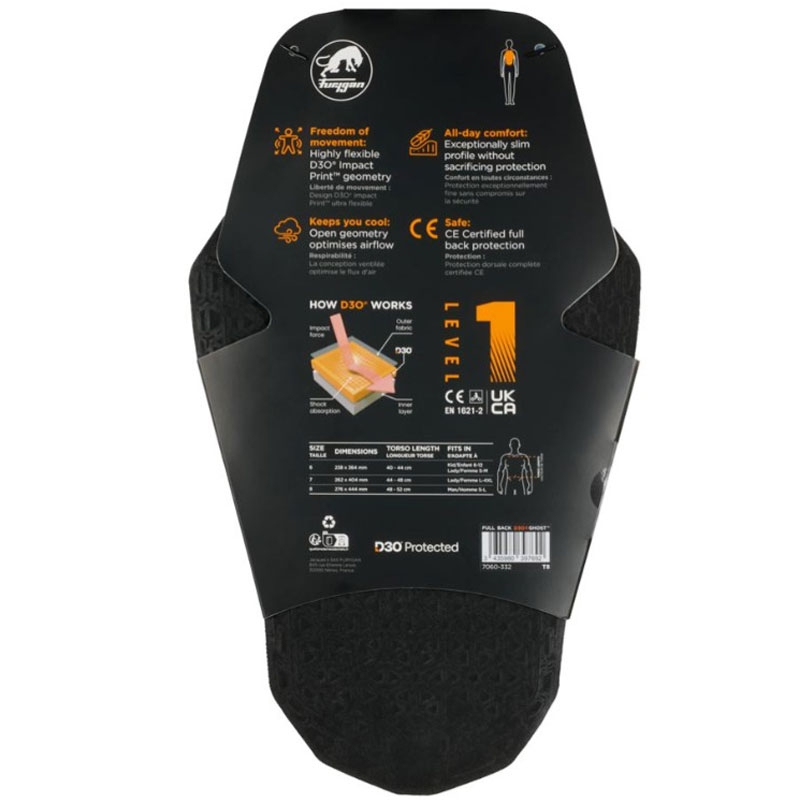 Ščitnik za hrbet Furygan Full Back Fury D3O® Ghost™ Level 1