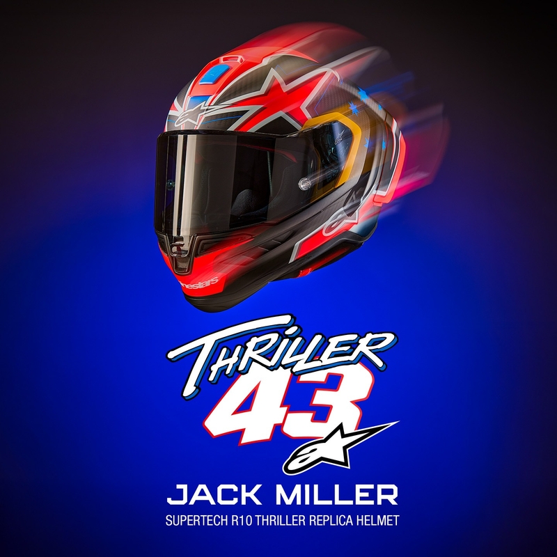 Alpinestars Supertech R10 Limited Edition Jack Miller Full Face Motoristična čelada Mat Carbon Red-Blue-Yellow-White