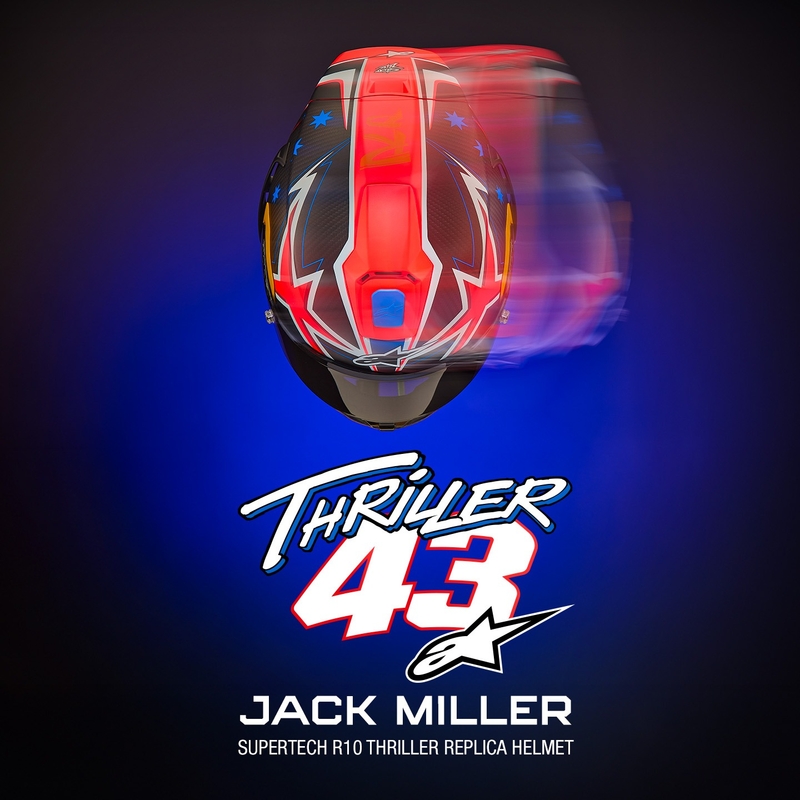 Alpinestars Supertech R10 Limited Edition Jack Miller Full Face Motoristična čelada Mat Carbon Red-Blue-Yellow-White