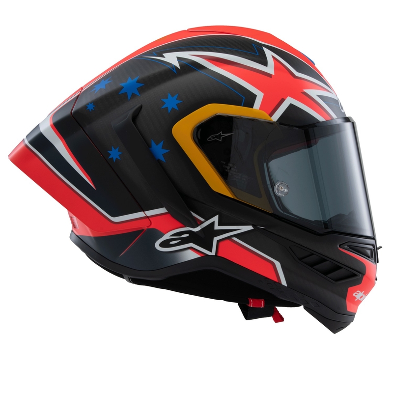 Alpinestars Supertech R10 Limited Edition Jack Miller Full Face Motoristična čelada Mat Carbon Red-Blue-Yellow-White