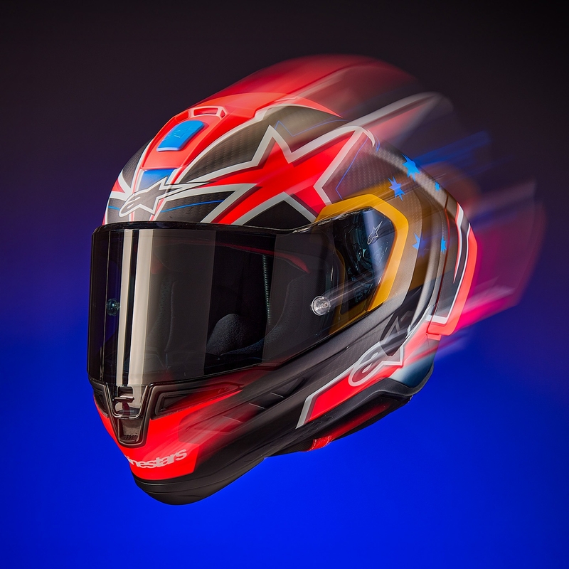 Alpinestars Supertech R10 Limited Edition Jack Miller Full Face Motoristična čelada Mat Carbon Red-Blue-Yellow-White