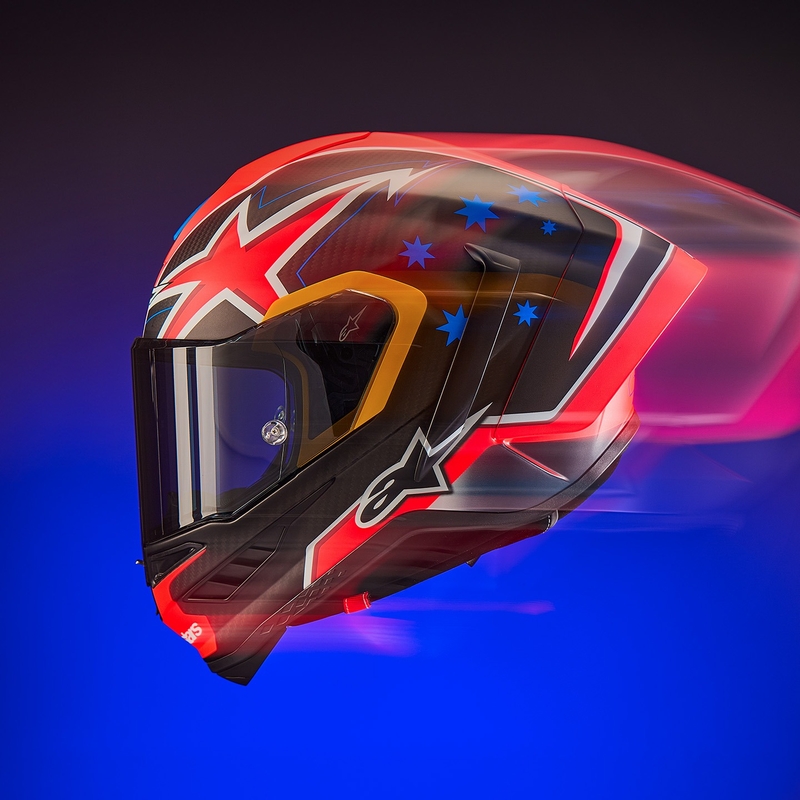 Alpinestars Supertech R10 Limited Edition Jack Miller Full Face Motoristična čelada Mat Carbon Red-Blue-Yellow-White