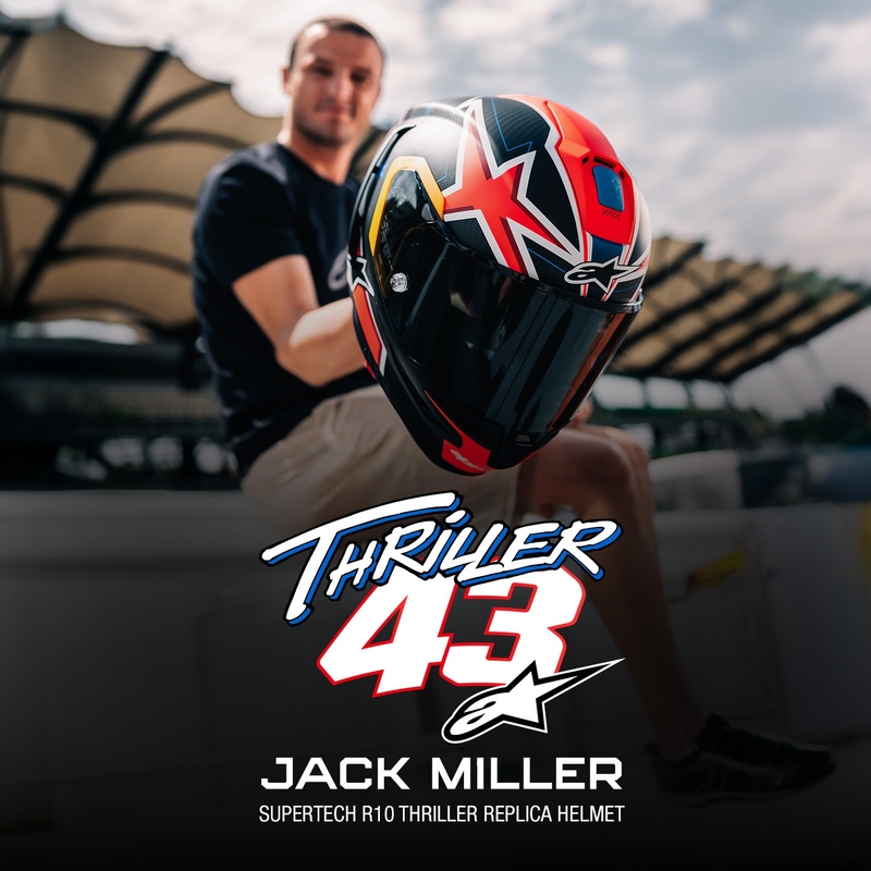 Alpinestars Supertech R10 Limited Edition Jack Miller Full Face Motoristična čelada Mat Carbon Red-Blue-Yellow-White