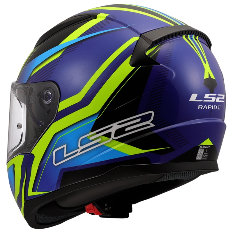 Celotna motoristična čelada LS2 FF353 Rapid II Flitz fluo rumeno-modra