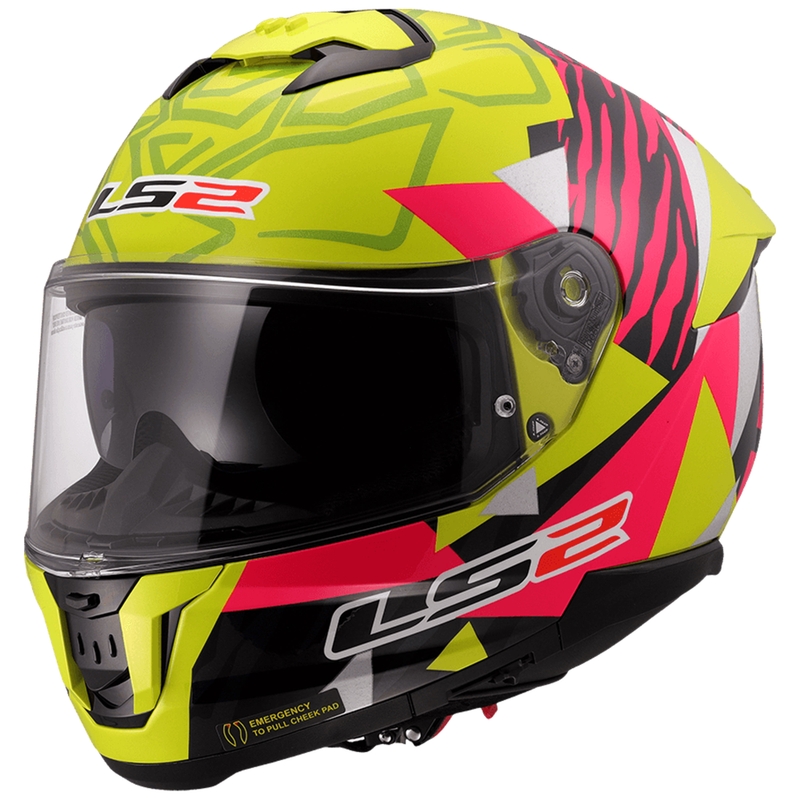 Celotna motoristična čelada LS2 FF808 Stream II Tiger fluo rumeno-roza