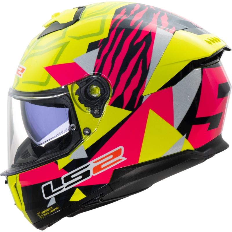 Celotna motoristična čelada LS2 FF808 Stream II Tiger fluo rumeno-roza