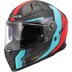 Celoobrazna motoristična čelada LS2 FF811 Vector II C Grid rdeče-turkizna