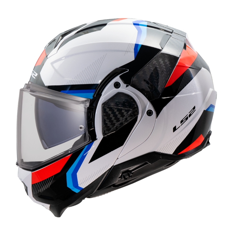 Motoristična čelada na preklop LS2 FF910 Advant II Triple bela-modra-rdeča
