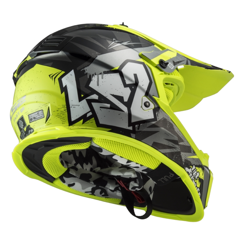 Otroška motokros čelada LS2 MX437 Fast EVO Mini Crusher črno-rumena