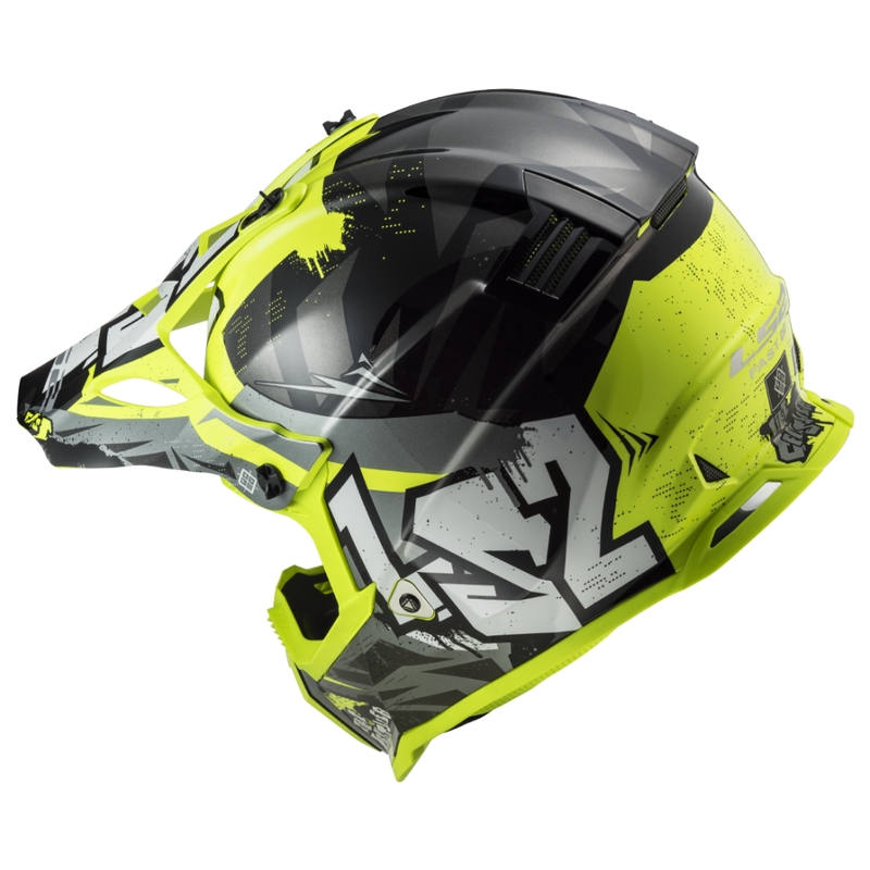 Otroška motokros čelada LS2 MX437 Fast EVO Mini Crusher črno-rumena