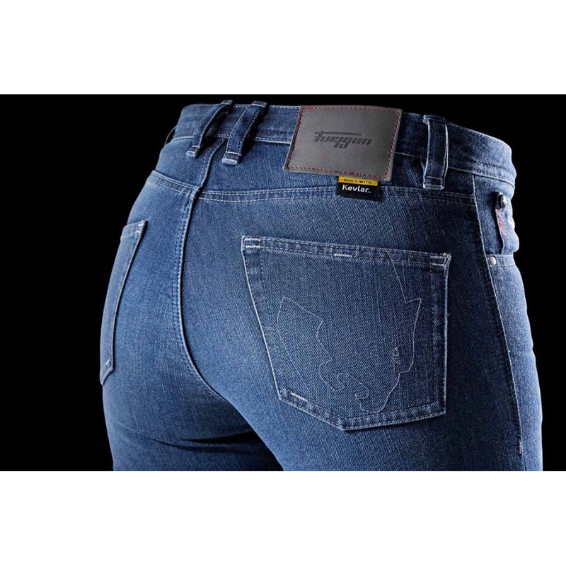 Ženske motoristične kavbojke ravne pletenine Furygan Kate X Kevlar®, modre barve