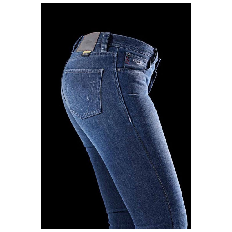 Ženske motoristične kavbojke ravne pletenine Furygan Kate X Kevlar®, modre barve