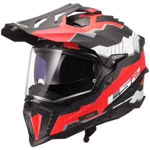 Enduro motoristična čelada LS2 MX701 Explorer C Trick belo-rdeča