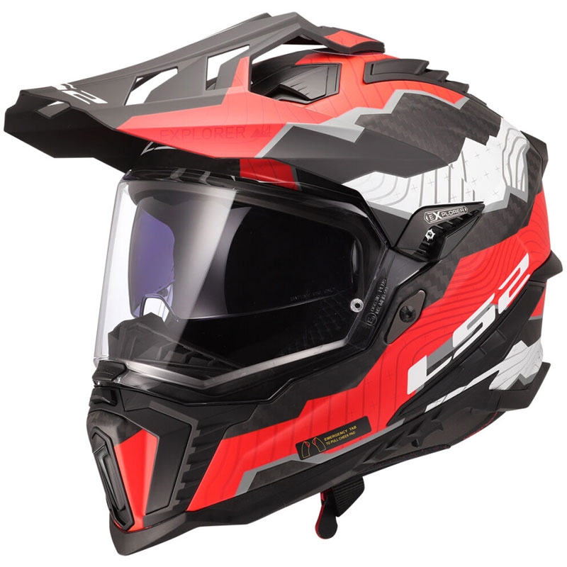 Enduro motoristična čelada LS2 MX701 Explorer C Trick belo-rdeča